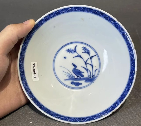 古玩陶瓷康熙青花斗笠碗真品鑒賞圖