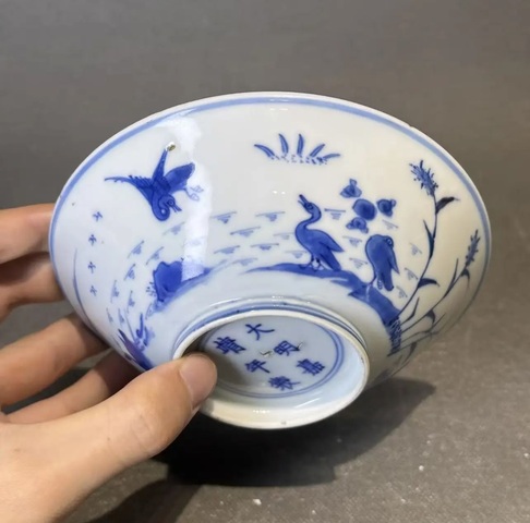 古玩陶瓷康熙青花斗笠碗真品鑒賞圖