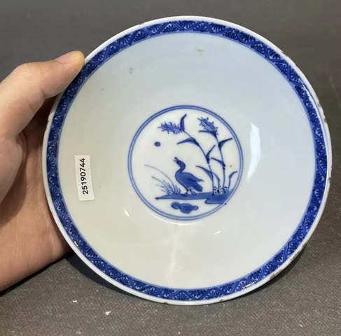 古玩陶瓷康熙青花斗笠碗真品鑒賞圖
