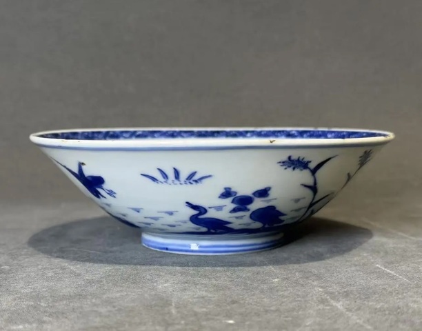 古玩陶瓷康熙青花斗笠碗真品鑒賞圖