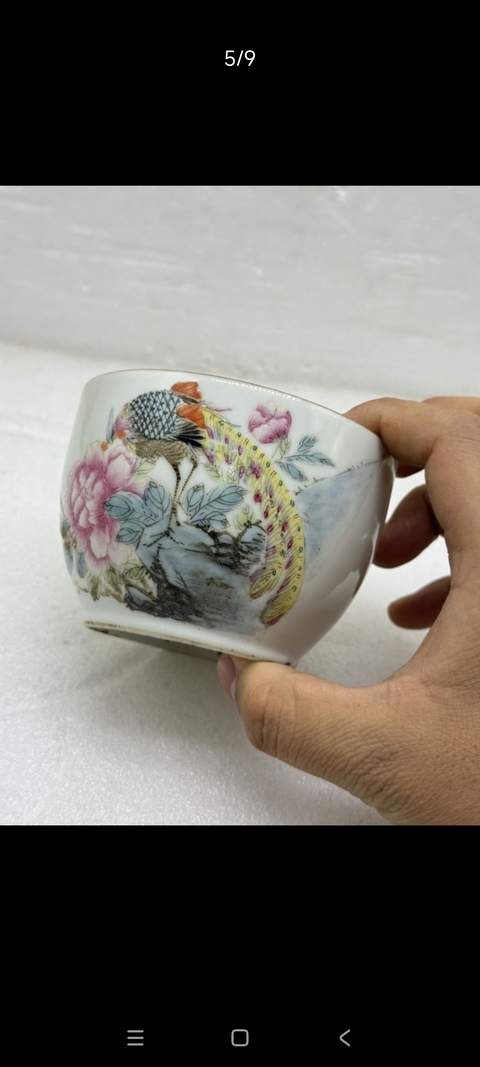 古玩陶瓷民國(guó)細(xì)路粉彩蓋盅真品鑒賞圖