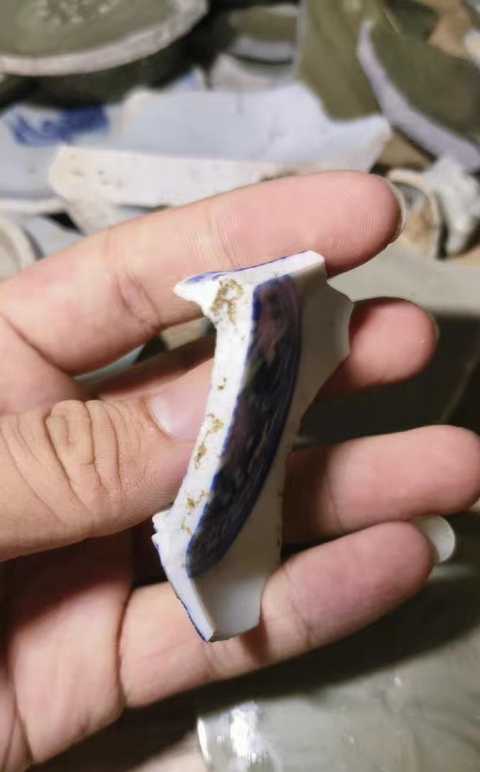 古玩陶瓷明嘉靖青花瓷片真品鑒賞圖