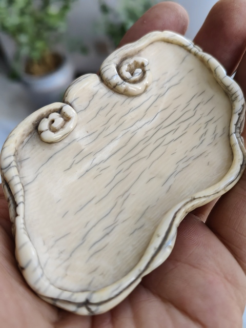 古玩雜項猛犸象牙如意洗真品鑒賞圖