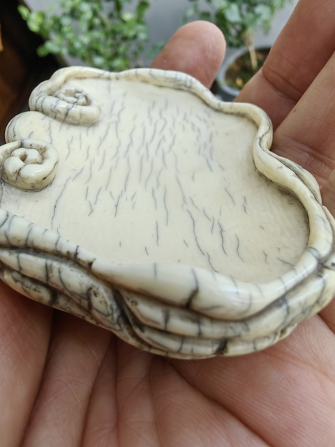 古玩雜項猛犸象牙如意洗真品鑒賞圖