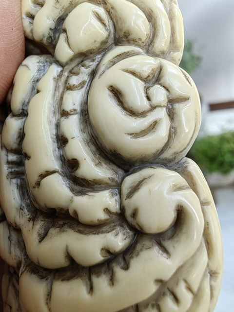 古玩雜項猛犸象牙如意洗真品鑒賞圖