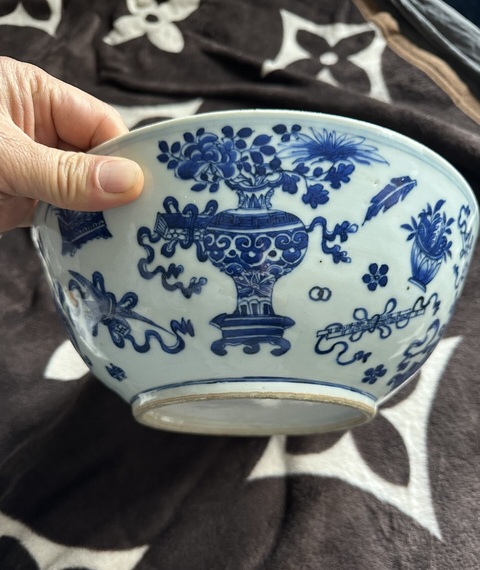 古玩陶瓷青花博古八寶紋碗真品鑒賞圖