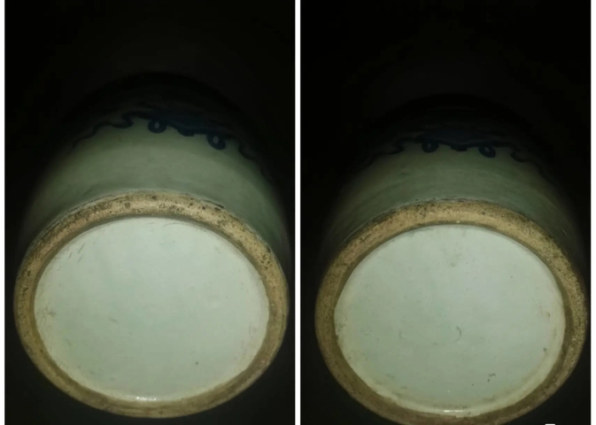 古玩陶瓷豆青釉青花花卉雙耳瓶真品鑒賞圖