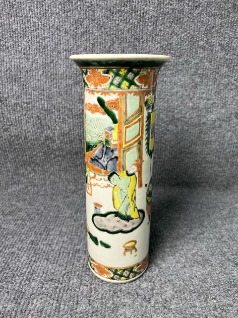 古玩陶瓷五彩人物故事紋箭筒拍賣，當前價格3988元