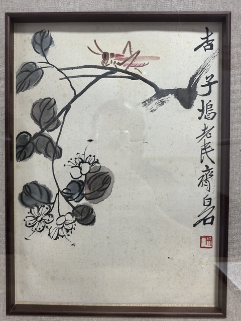 古玩字畫齊白石款花卉草蟲鏡片真品鑒賞圖