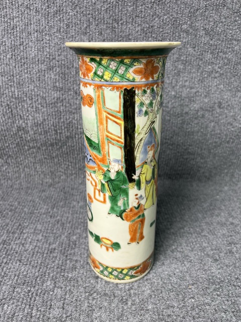 古玩陶瓷五彩人物故事紋箭筒拍賣，當前價格3688元