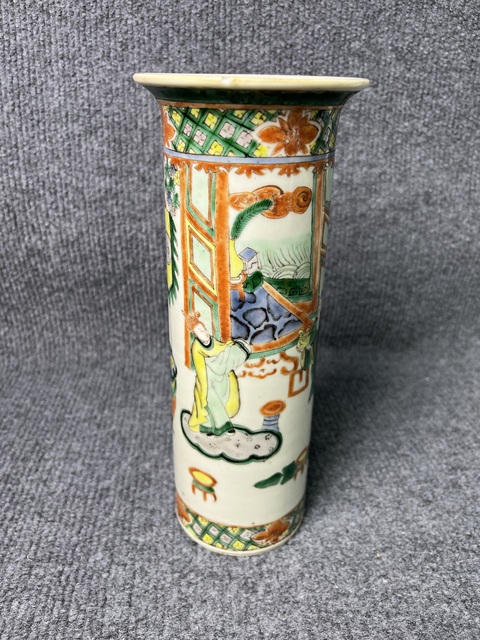 古玩陶瓷五彩人物故事紋箭筒拍賣，當前價格3688元