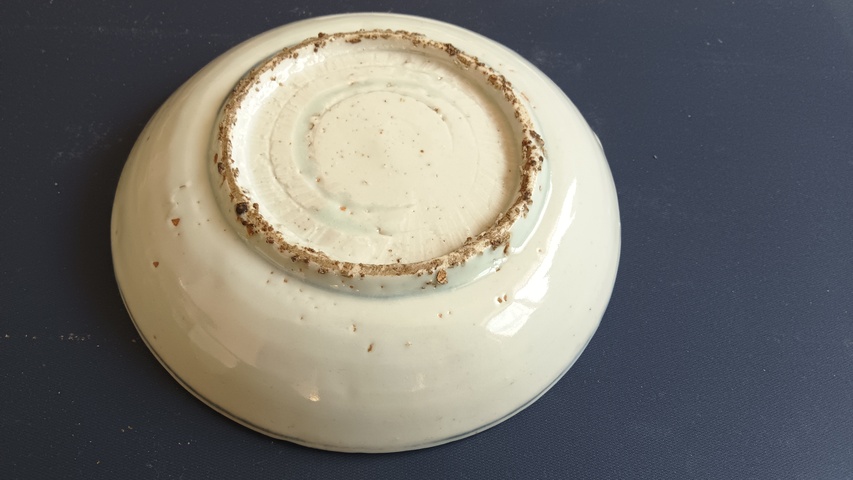 古玩陶瓷三鳳壽字紋青花盤真品鑒賞圖