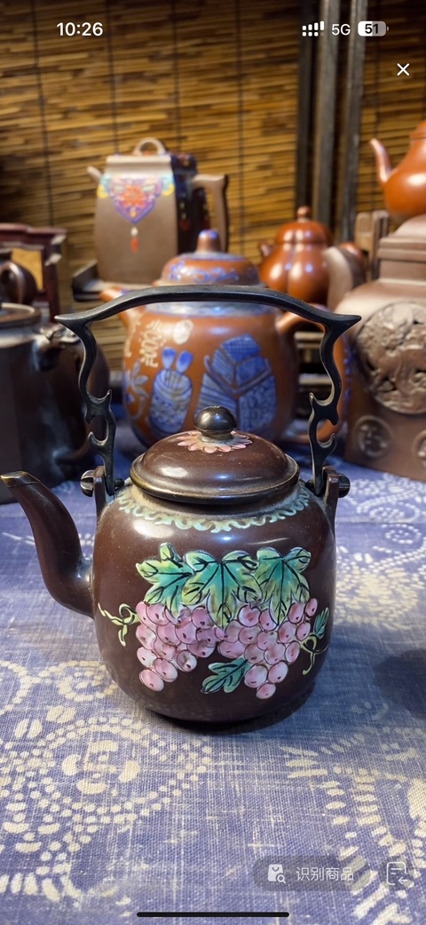 古玩雜項硬提梁紫砂壺真品鑒賞圖