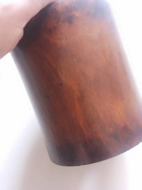 古玩雜項花梨木雕刻制作筆筒真品鑒賞圖