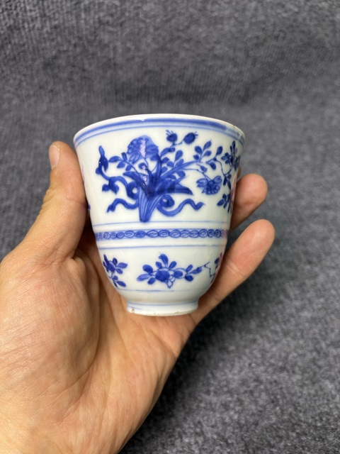 古玩陶瓷青花花卉紋鈴鐺杯拍賣，當前價格1388元