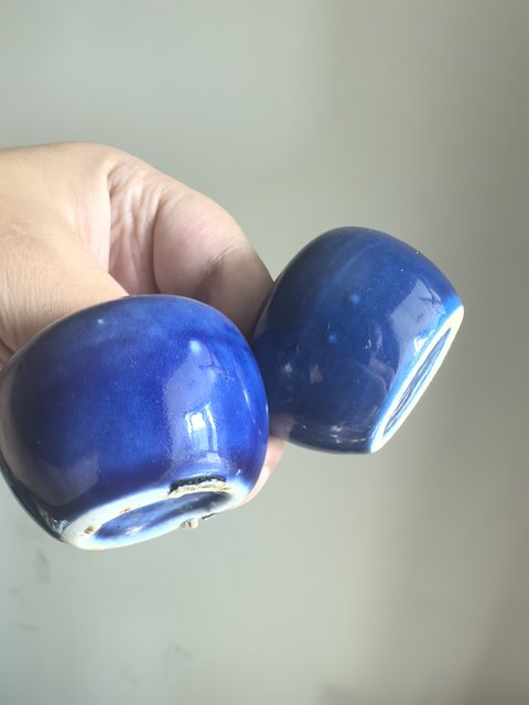 古玩陶瓷藍釉鳥食罐真品鑒賞圖