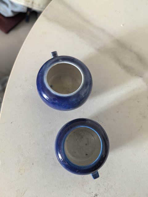 古玩陶瓷藍釉鳥食罐真品鑒賞圖