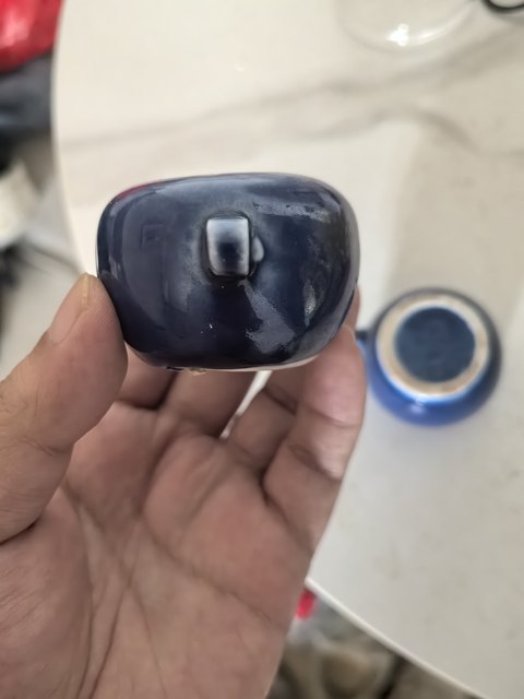 古玩陶瓷藍釉鳥食罐真品鑒賞圖