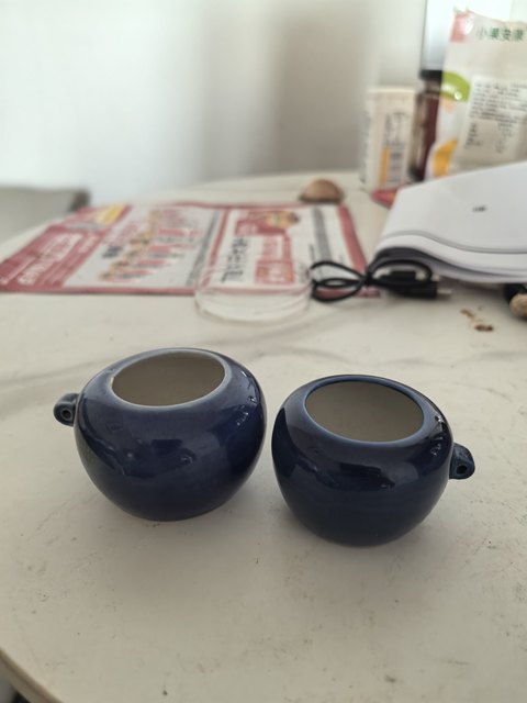 古玩陶瓷藍釉鳥食罐真品鑒賞圖