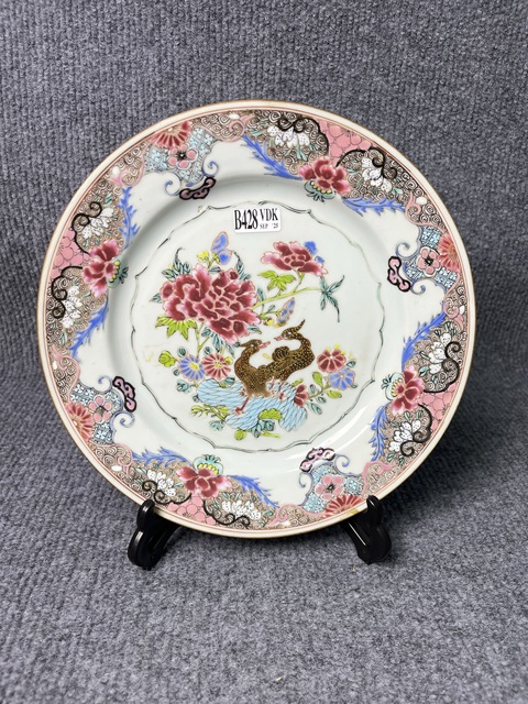 古玩陶瓷粉彩花鳥紋盤真品鑒賞圖