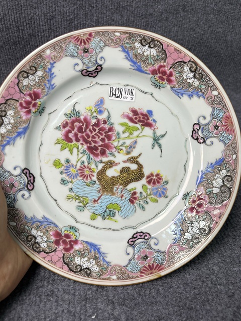 古玩陶瓷粉彩花鳥紋盤真品鑒賞圖