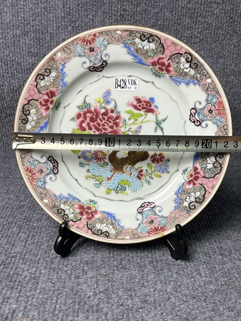 古玩陶瓷粉彩花鳥紋盤真品鑒賞圖