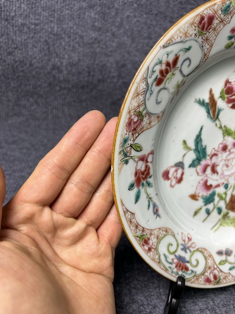 古玩陶瓷粉彩花卉紋盤真品鑒賞圖