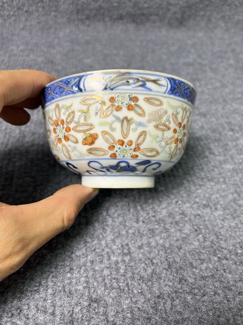 古玩陶瓷青花加彩花卉龍紋玲瓏碗真品鑒賞圖