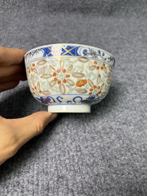 古玩陶瓷青花加彩花卉龍紋玲瓏碗真品鑒賞圖