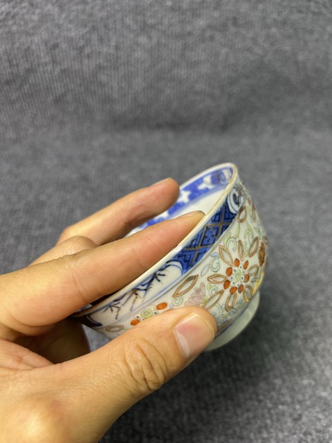 古玩陶瓷青花加彩花卉龍紋玲瓏碗真品鑒賞圖