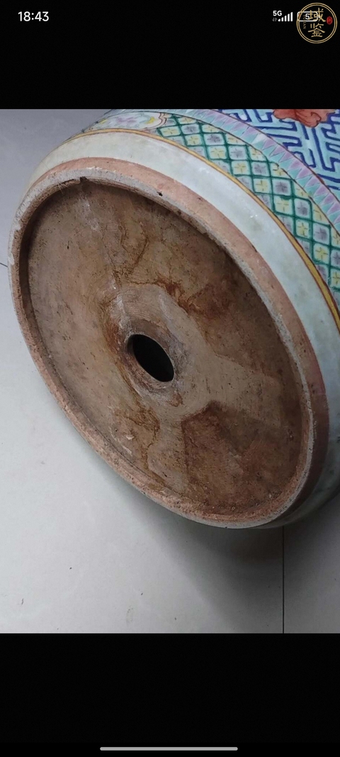 古玩陶瓷粉彩綿地壽字紋花盆真品鑒賞圖