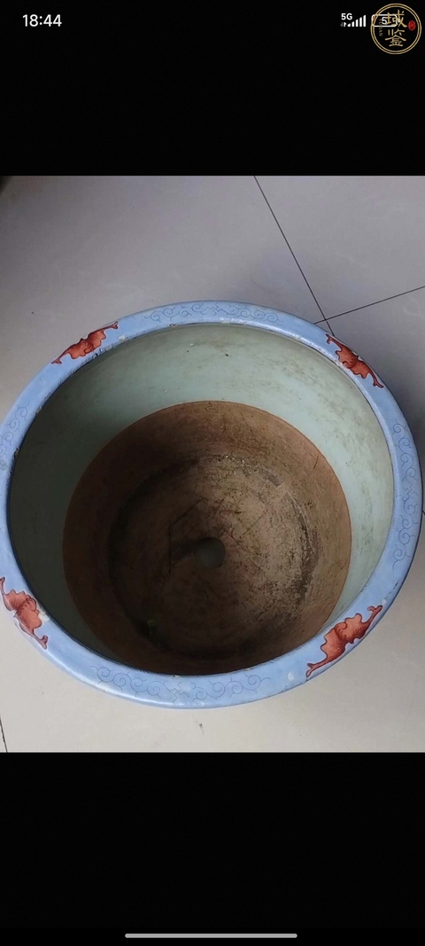 古玩陶瓷粉彩綿地壽字紋花盆真品鑒賞圖