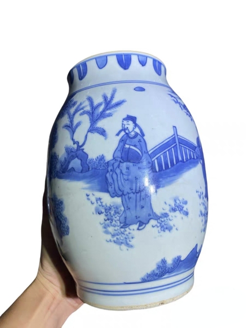 古玩陶瓷青花蓮子罐真品鑒賞圖