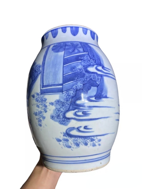 古玩陶瓷青花蓮子罐真品鑒賞圖