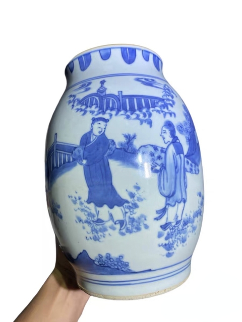 古玩陶瓷青花蓮子罐真品鑒賞圖