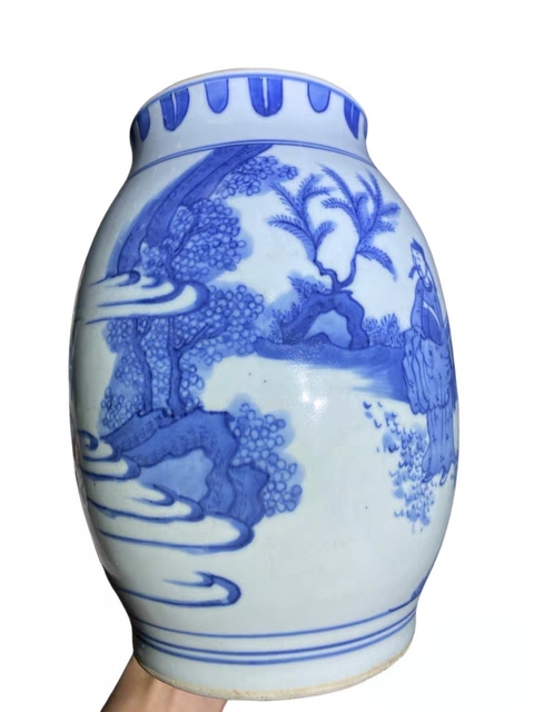 古玩陶瓷青花蓮子罐真品鑒賞圖