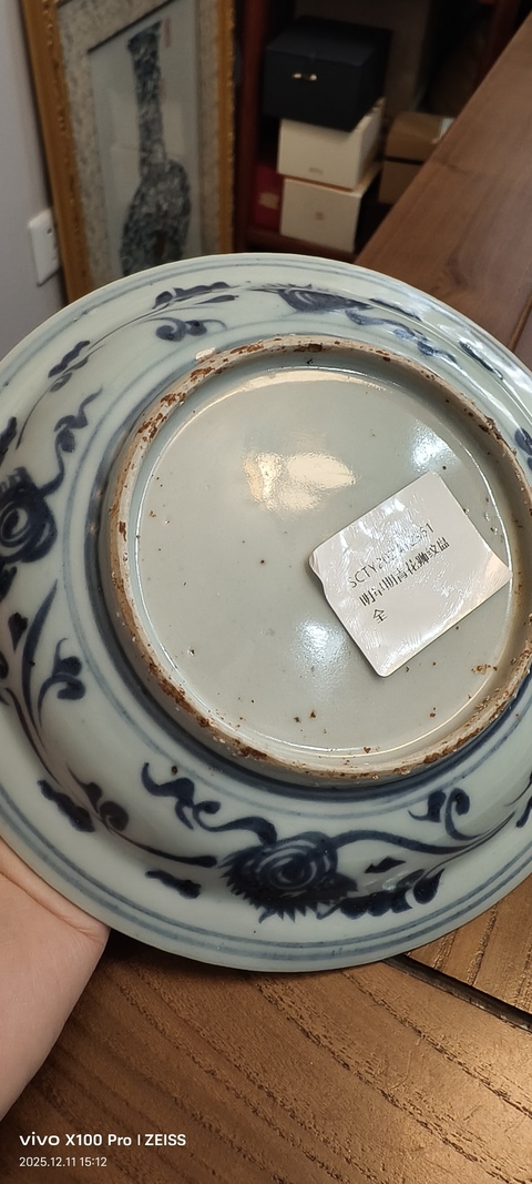 古玩陶瓷青花獅子紋大盤真品鑒賞圖