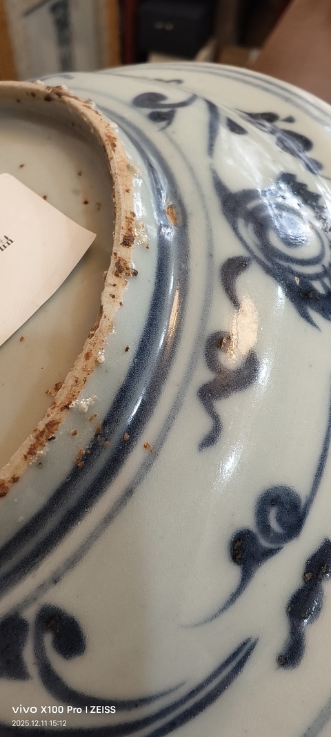 古玩陶瓷青花獅子紋大盤真品鑒賞圖