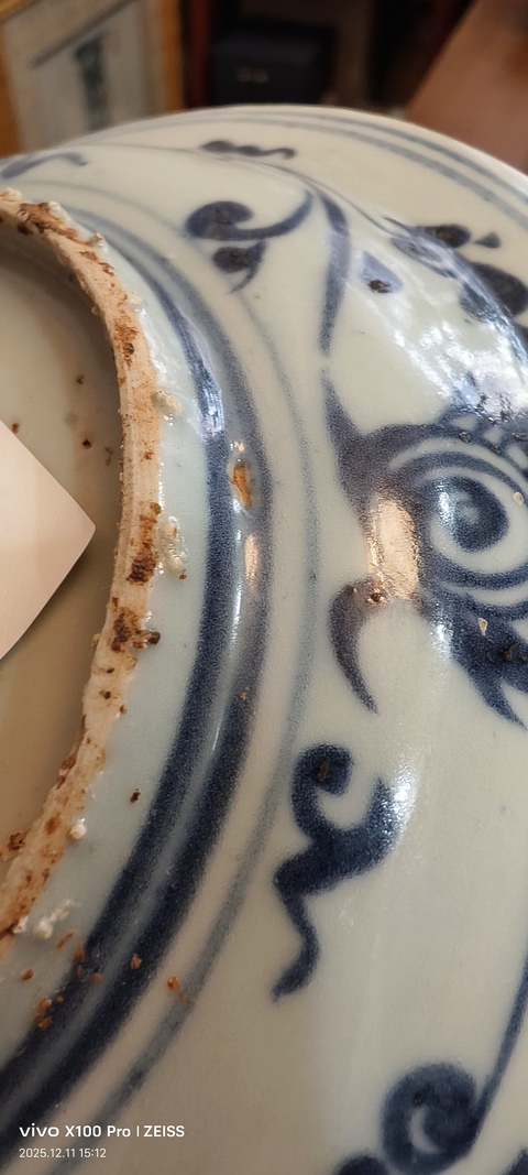 古玩陶瓷青花獅子紋大盤真品鑒賞圖