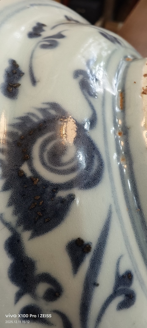 古玩陶瓷青花獅子紋大盤真品鑒賞圖