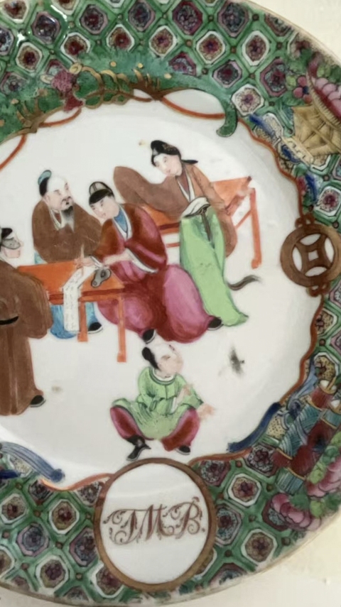 古玩陶瓷廣彩人物故事紋盤真品鑒賞圖