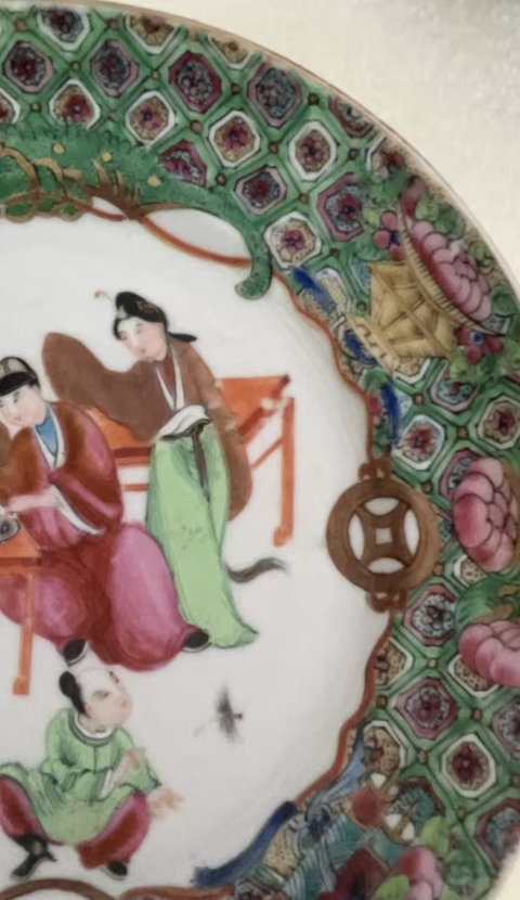 古玩陶瓷廣彩人物故事紋盤真品鑒賞圖