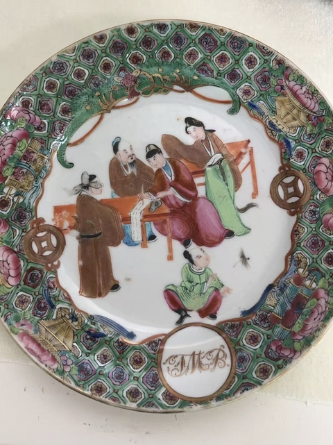 古玩陶瓷廣彩人物故事紋盤真品鑒賞圖