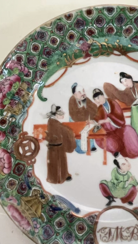 古玩陶瓷廣彩人物故事紋盤真品鑒賞圖