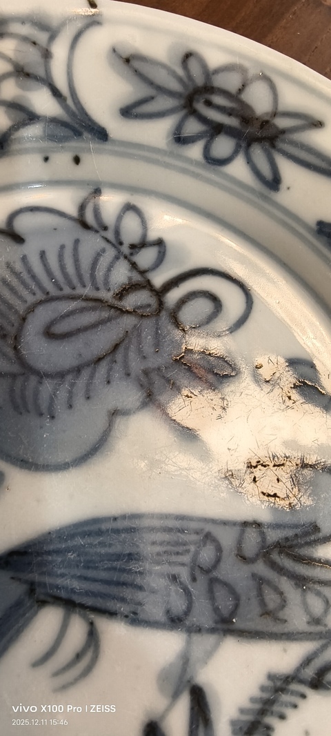 古玩陶瓷德化青花一鷺連科紋盤真品鑒賞圖