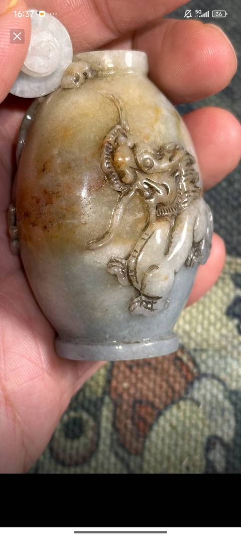 古玩玉器翡翠雕“奔馬鼻煙壺”真品鑒賞圖