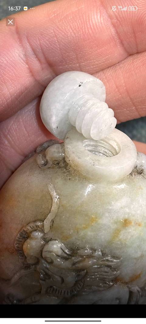 古玩玉器翡翠雕“奔馬鼻煙壺”真品鑒賞圖