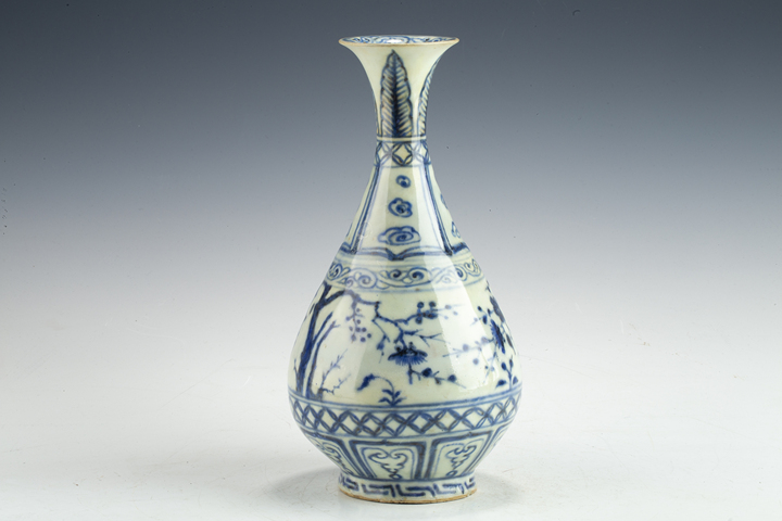 古玩陶瓷元代·青花月影梅花紋玉壺春瓶真品鑒賞圖