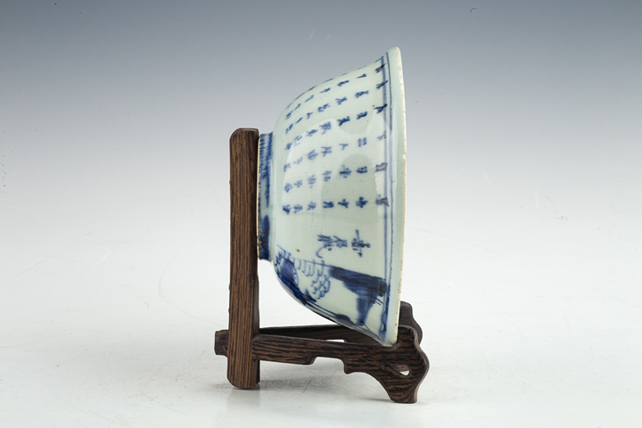 古玩陶瓷清早·青花夜游赤壁詩文碗真品鑒賞圖