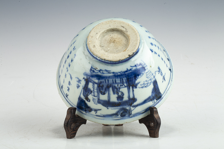 古玩陶瓷清早·青花夜游赤壁詩文碗真品鑒賞圖